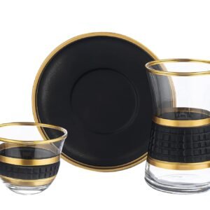 Tea Set,Tea Glass and Plate Set (Set of 6), 24 piece,